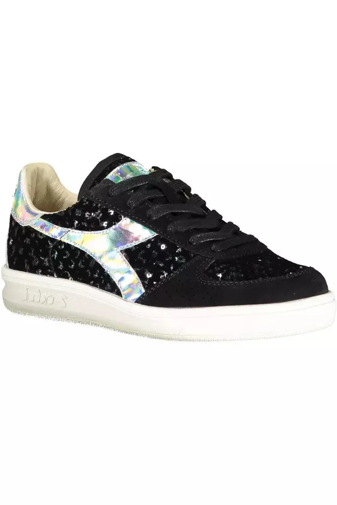 Black Leather Womens Sneaker