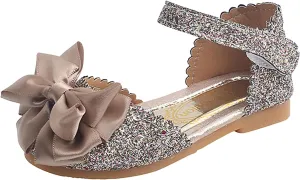 EnJoCho Girls Dress Shoes Glitter Princess Low Heels Knot Bling Party Wedding Flower Girls Shoes Pump Sandals for 1-7Years