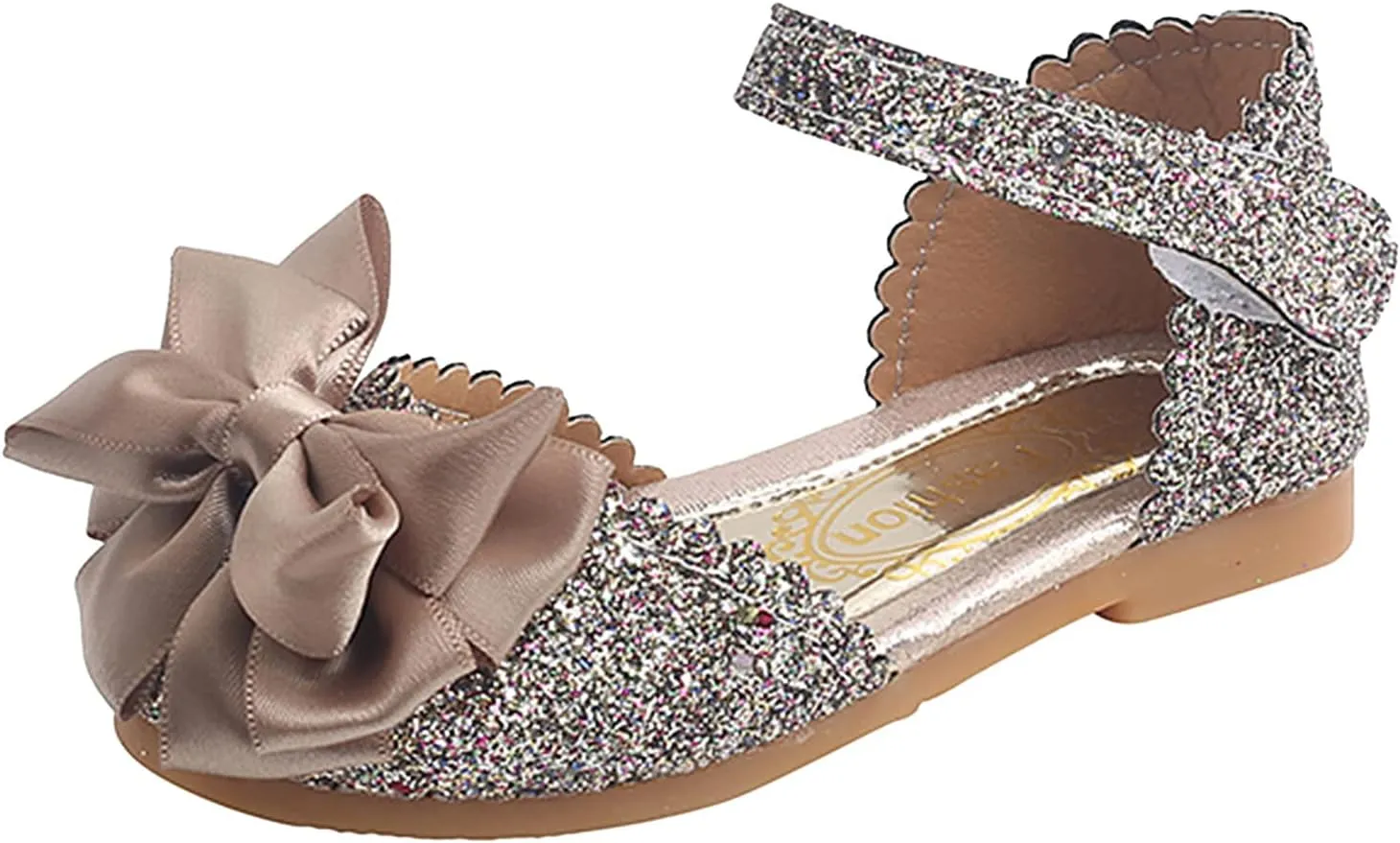 EnJoCho Girls Dress Shoes Glitter Princess Low Heels Knot Bling Party Wedding Flower Girls Shoes Pump Sandals for 1-7Years