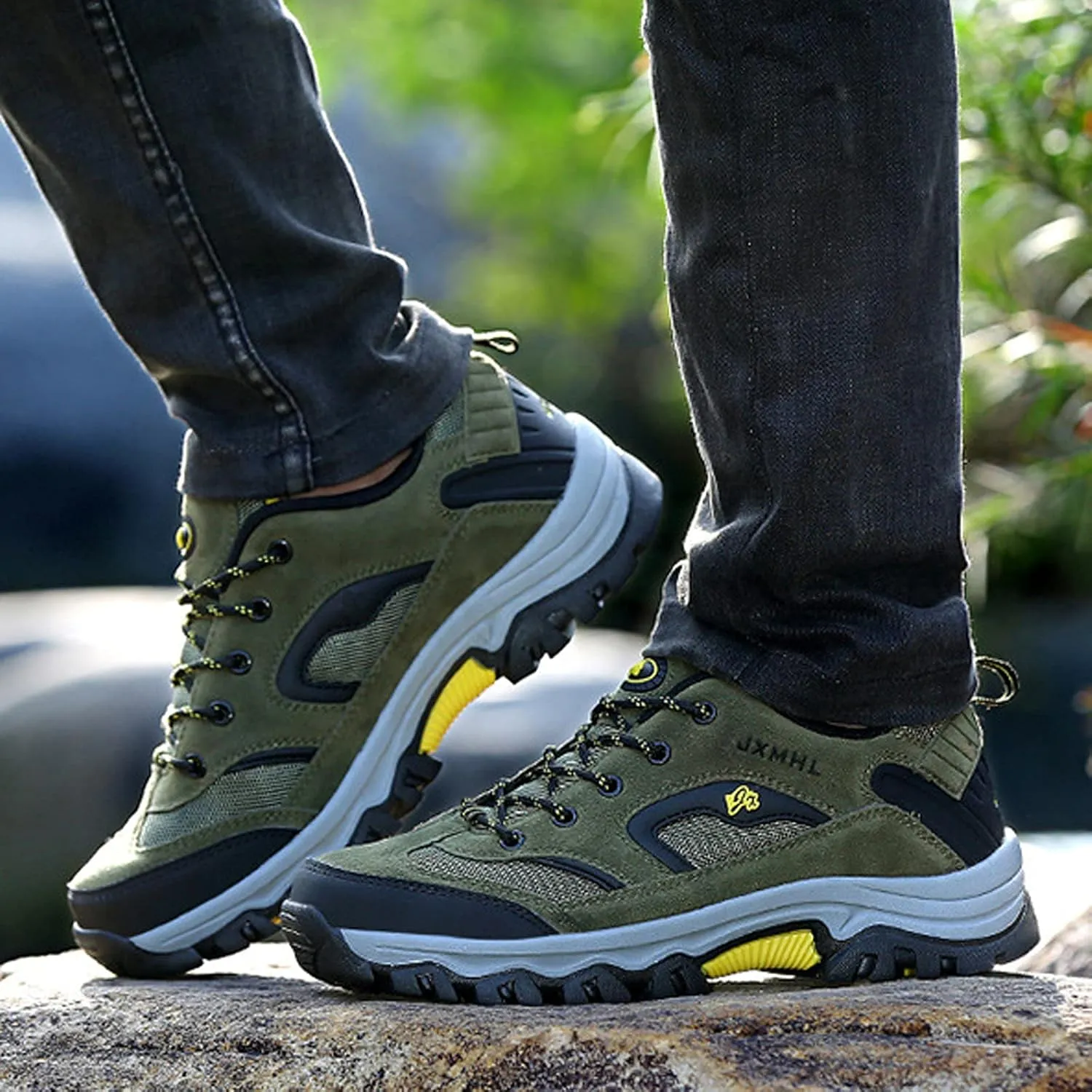hongrenamz Mens Walking Lightweight Breathable Low Rise Hiking Trekking Waterproof Trainers