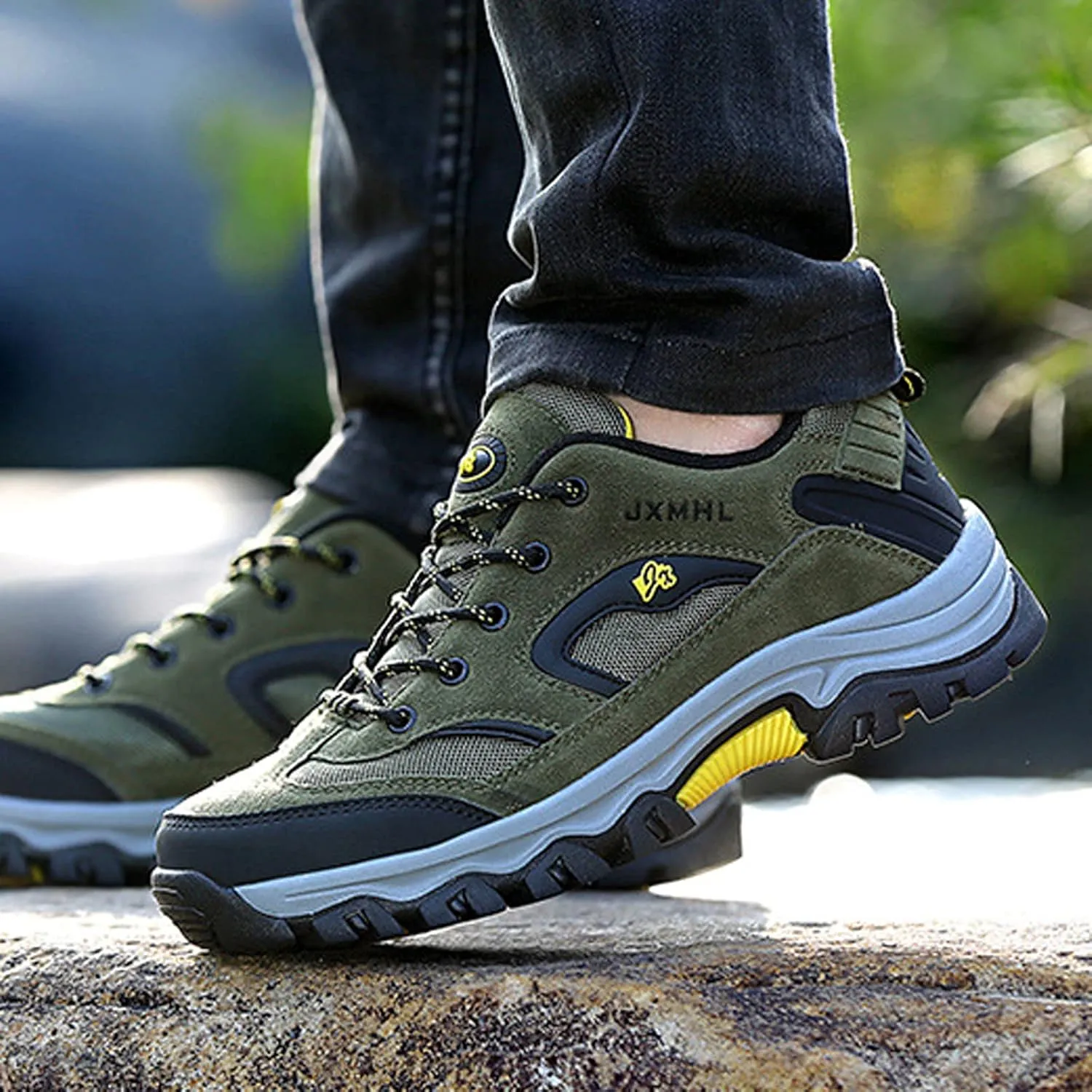 hongrenamz Mens Walking Lightweight Breathable Low Rise Hiking Trekking Waterproof Trainers