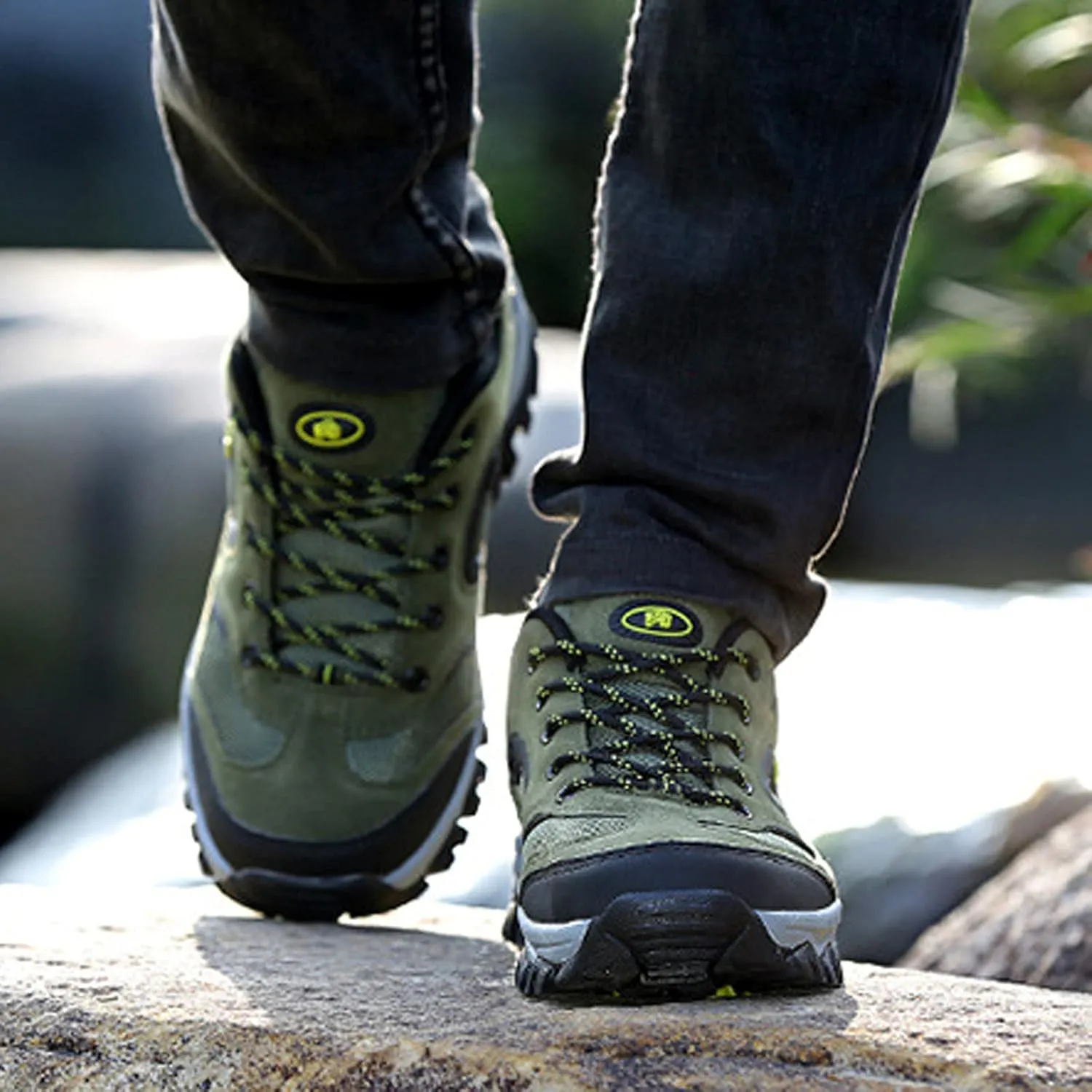 hongrenamz Mens Walking Lightweight Breathable Low Rise Hiking Trekking Waterproof Trainers