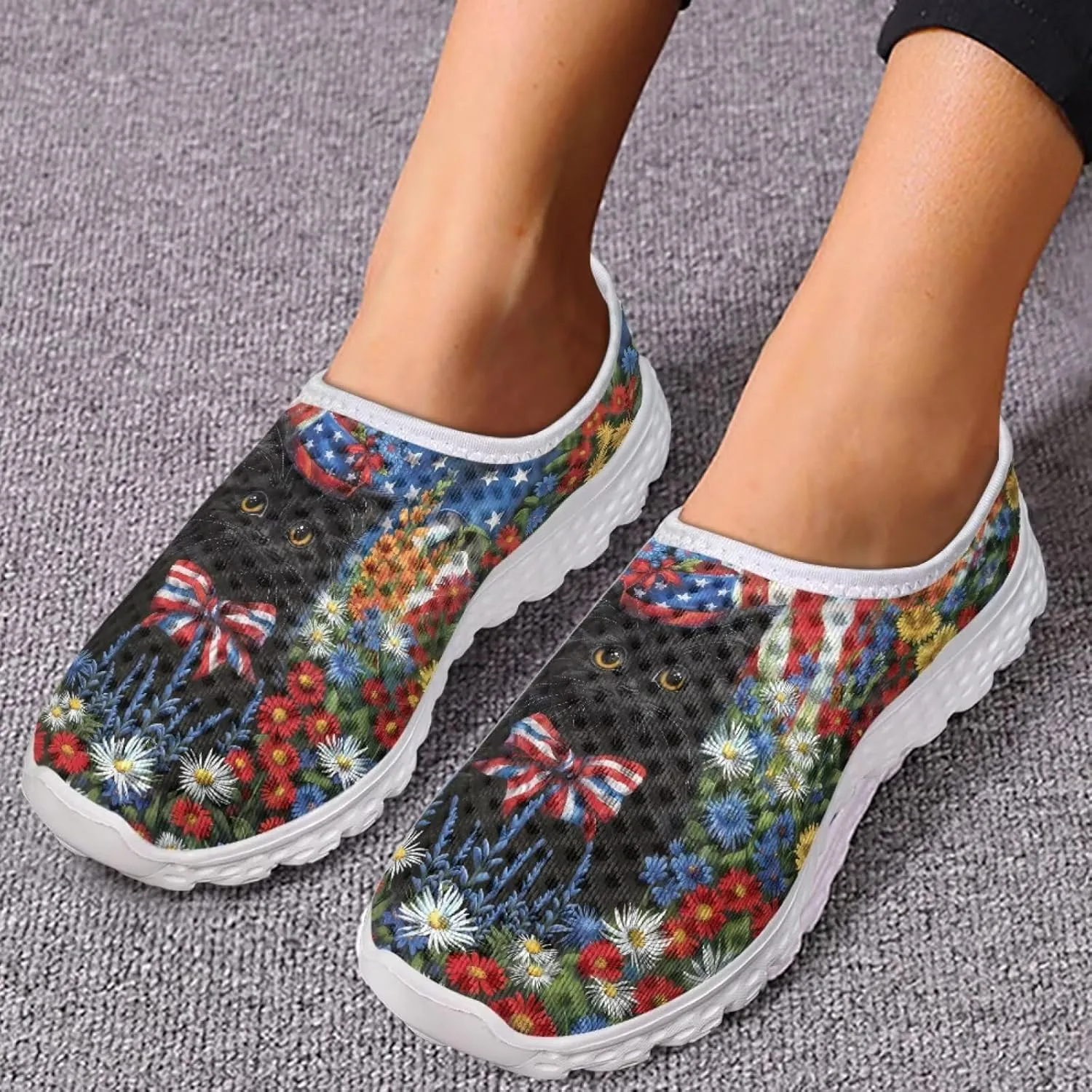 Jeiento Halloween Shoes for Women Men Halloween Party Walking Running Sneaker Shoes Slip-On Breathable Mesh Workout Fashion Shoes