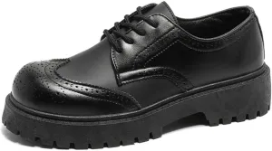 Mens Brogue Leather Oxford Two Tone Platform Boots Hidden Height Increase Black and White Vintage Dress Shoes for Teenagers Daily Wear Streetwear Party Outfits