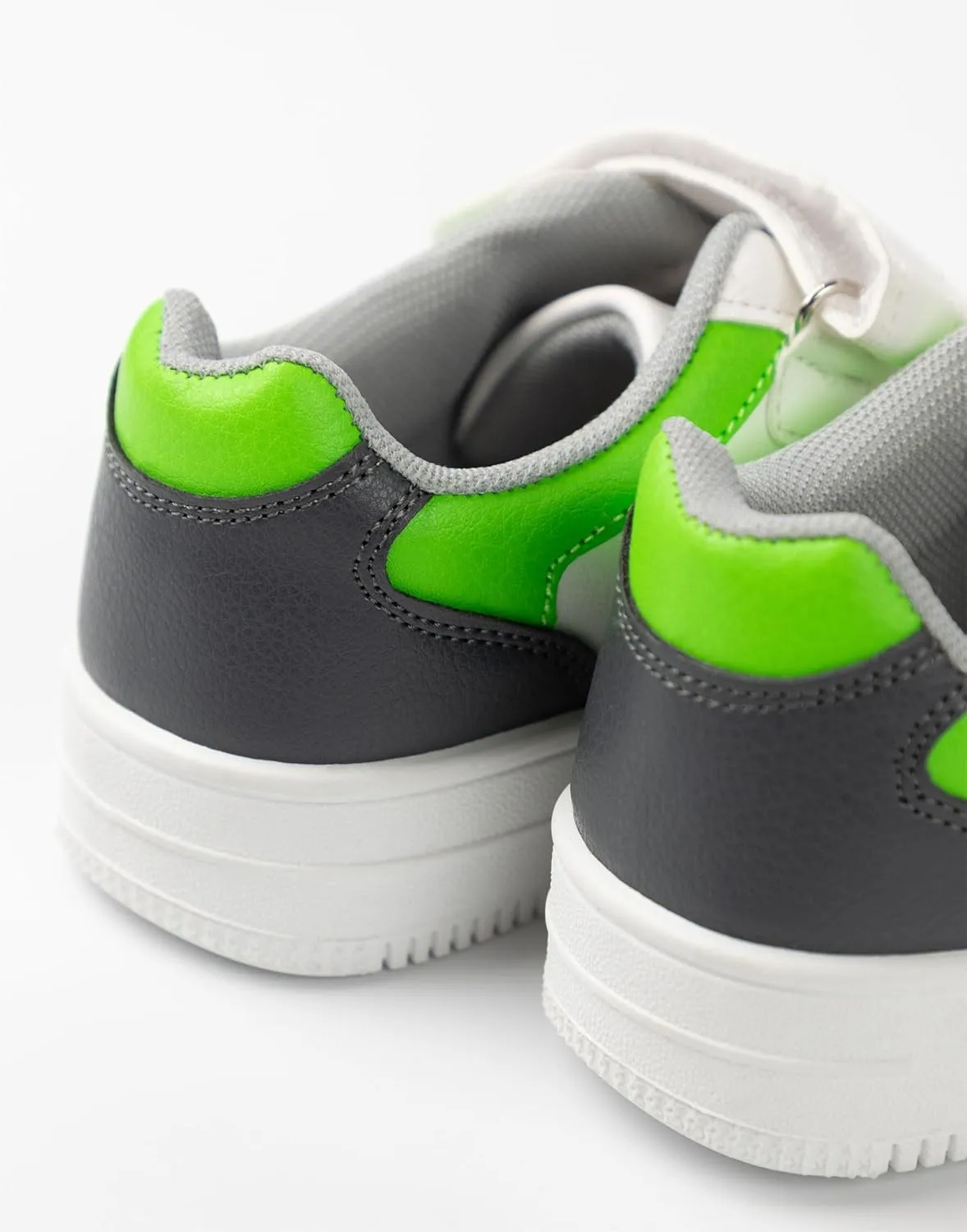 Minecraft Creeper Boys Trainers in White, Green & Black | Hook and Loop Closure Casual Footwear Blocks Design