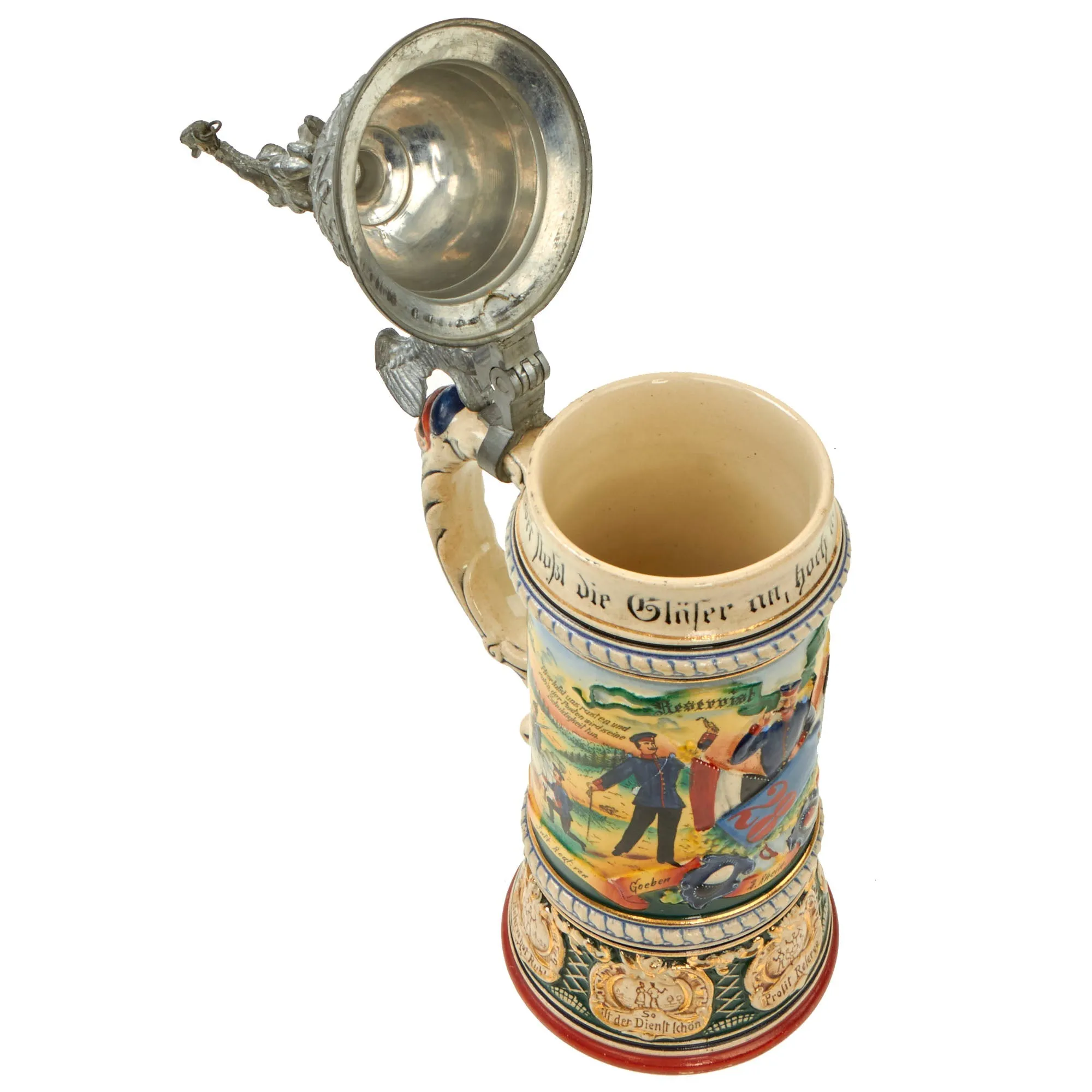 Original Imperial German WWI Era 28th (2nd Rhenish) "von Goeben" Infantry Regiment Reservist Beer Stein - dated 1908-1910