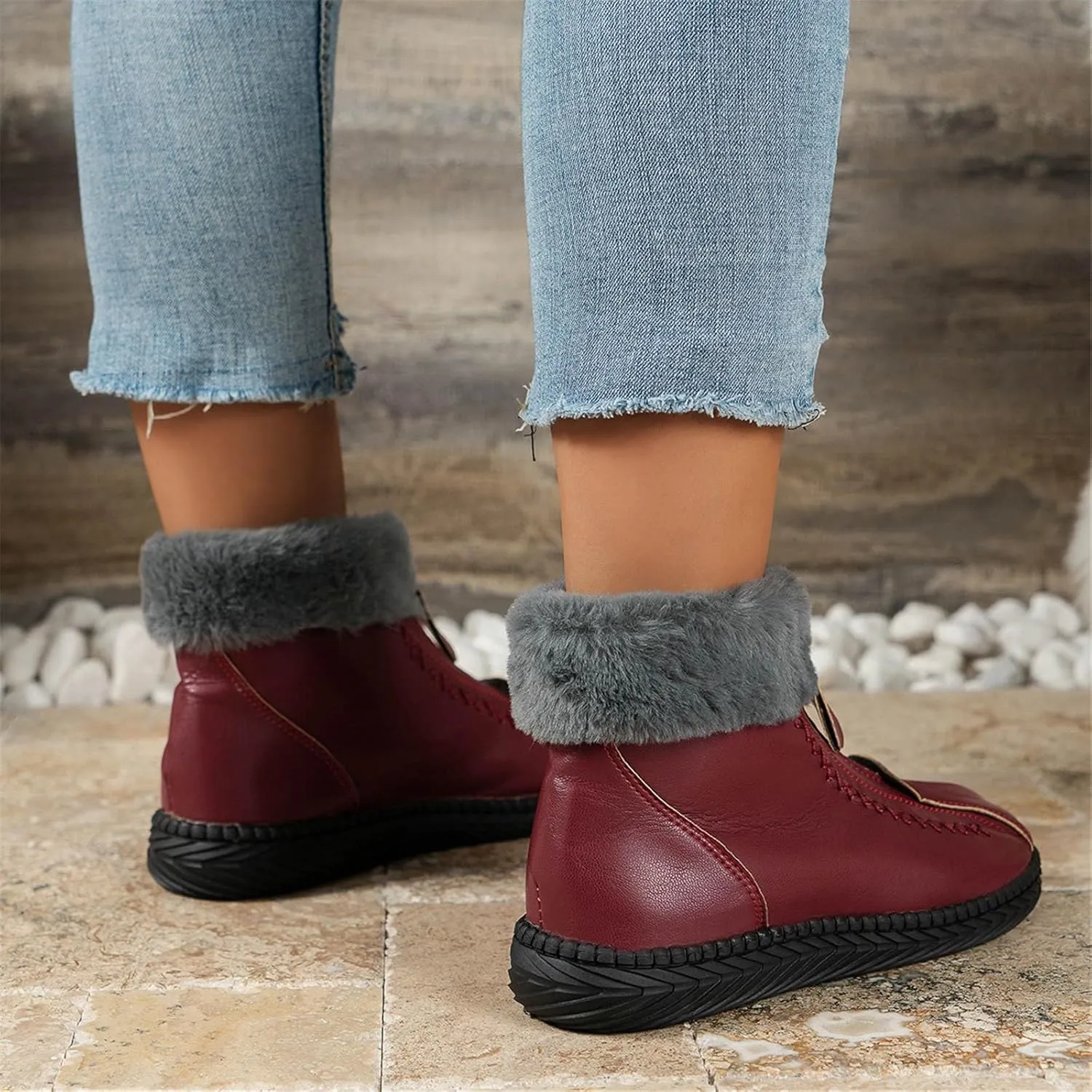Winter Boots for Women Cute Wide Women's Winter Boots Waterproof Warm Snow Boots Womens Tall Wedge Heel Winter Boots for Women Tall Winter Boots for Women 2023 Leather