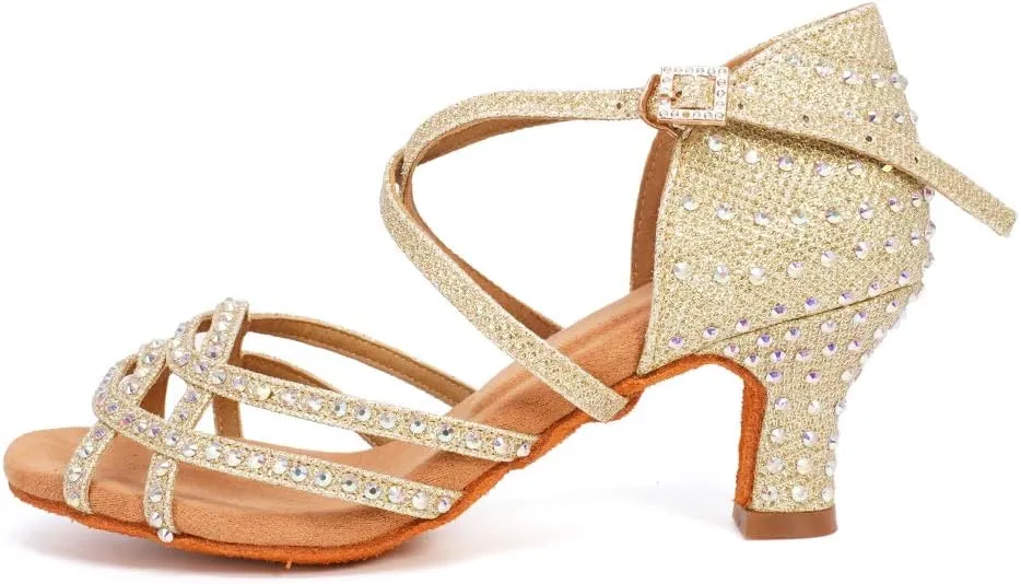 YKXLM Women's Professional Latin Dance Shoes, Ballroom Performance Dance Shoes,Model WH7011