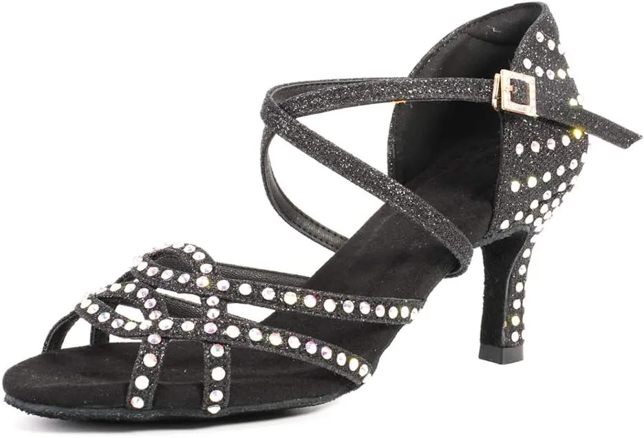 YKXLM Women's Professional Latin Dance Shoes, Ballroom Performance Dance Shoes,Model WH7011