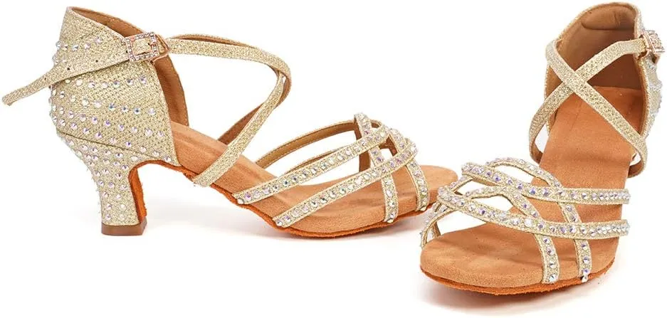 YKXLM Women's Professional Latin Dance Shoes, Ballroom Performance Dance Shoes,Model WH7011