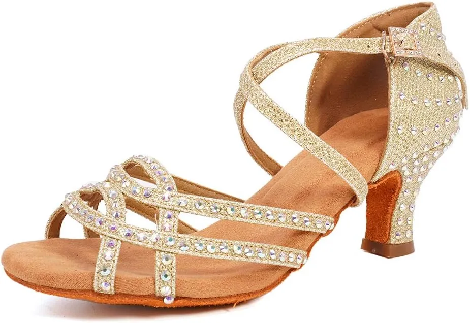 YKXLM Women's Professional Latin Dance Shoes, Ballroom Performance Dance Shoes,Model WH7011