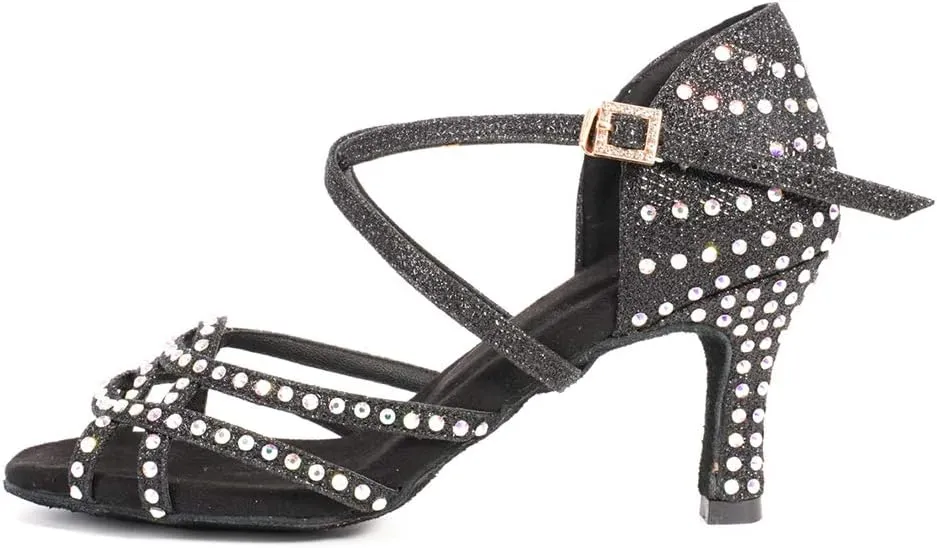 YKXLM Women's Professional Latin Dance Shoes, Ballroom Performance Dance Shoes,Model WH7011
