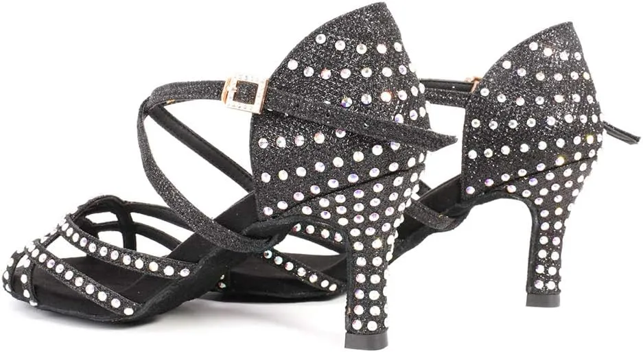 YKXLM Women's Professional Latin Dance Shoes, Ballroom Performance Dance Shoes,Model WH7011