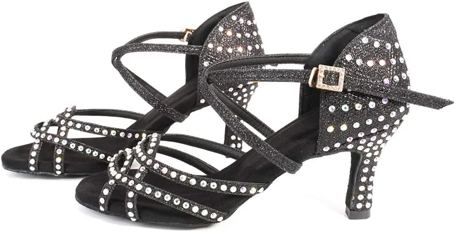 YKXLM Women's Professional Latin Dance Shoes, Ballroom Performance Dance Shoes,Model WH7011