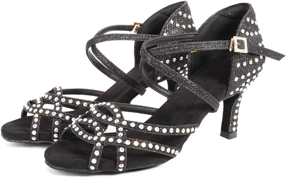 YKXLM Women's Professional Latin Dance Shoes, Ballroom Performance Dance Shoes,Model WH7011