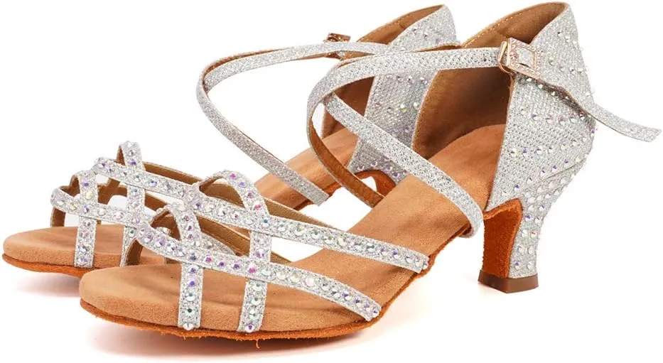 YKXLM Women's Professional Latin Dance Shoes, Ballroom Performance Dance Shoes,Model WH7011