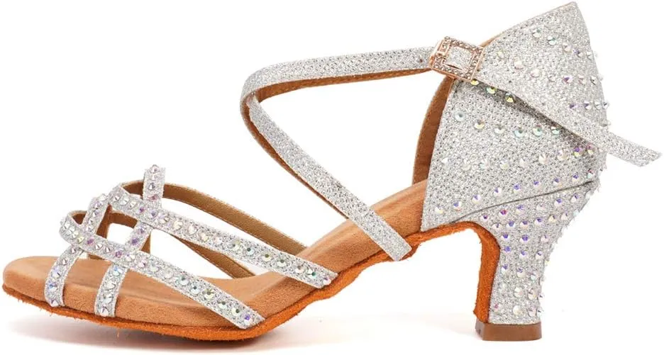 YKXLM Women's Professional Latin Dance Shoes, Ballroom Performance Dance Shoes,Model WH7011