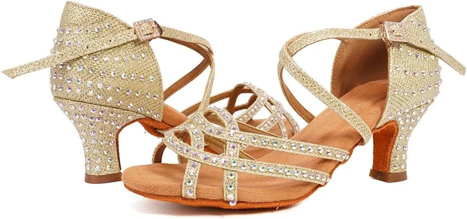 YKXLM Women's Professional Latin Dance Shoes, Ballroom Performance Dance Shoes,Model WH7011