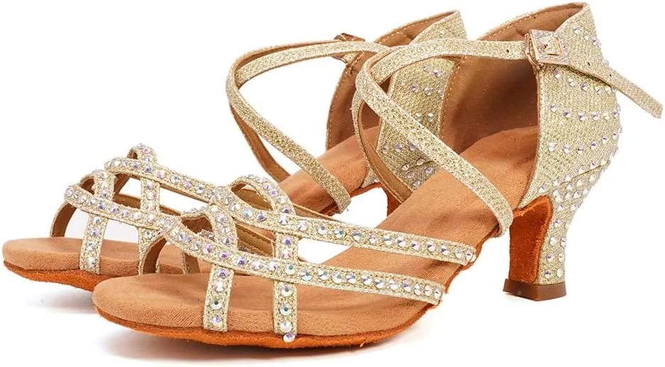 YKXLM Women's Professional Latin Dance Shoes, Ballroom Performance Dance Shoes,Model WH7011