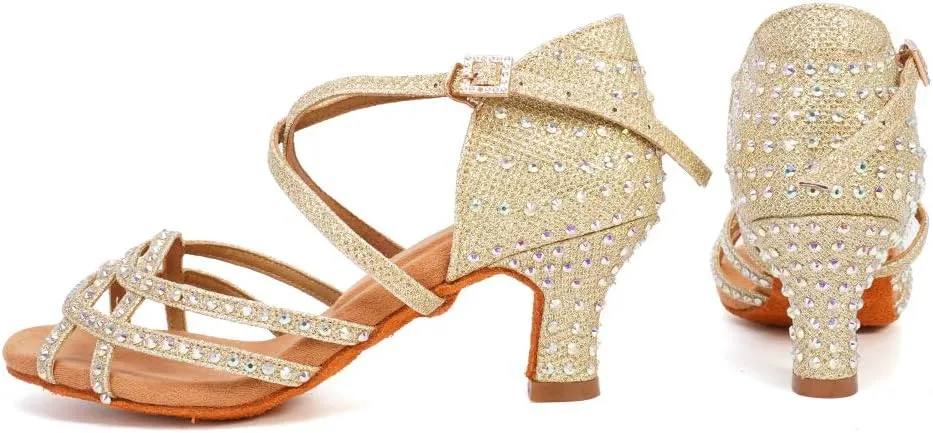 YKXLM Women's Professional Latin Dance Shoes, Ballroom Performance Dance Shoes,Model WH7011