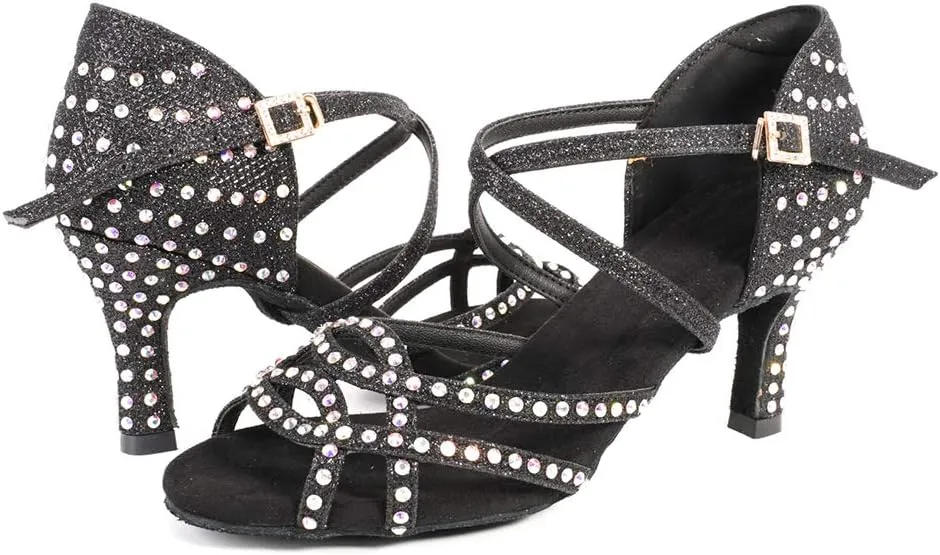 YKXLM Women's Professional Latin Dance Shoes, Ballroom Performance Dance Shoes,Model WH7011